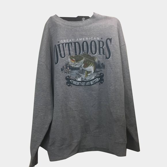 VTG American Outdoors Fishing Bass Crewneck Sweater Men's Size medium Mea - Picture 1 of 5